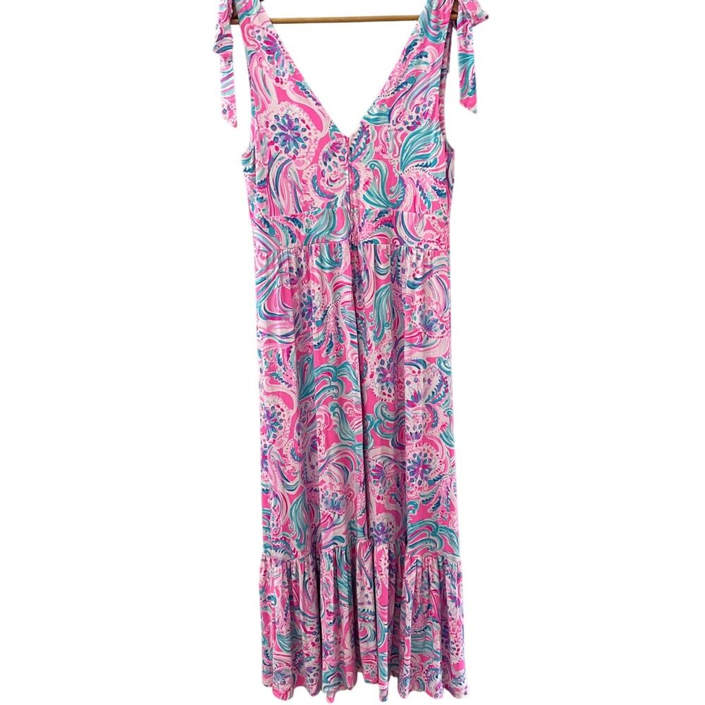 RARE Lilly Pulitzer Maxine Dress Midi Prosecco Pink Don't Be Jelly Dress Size 12 - Picture 9 of 11